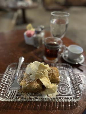 Walnut Baklava w/ vanilla ice cream