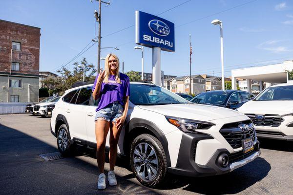 Ruby Meylan in her new Carter Subaru Outback!