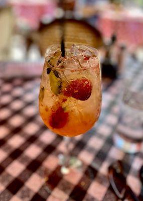 Sangria! Smashed cucumbers and strawberries--this was fab!