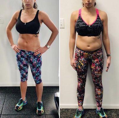 She did 10 session under 2 months. She pushed hard, took guidance on food and added cardio only the last week :) So proud of her.