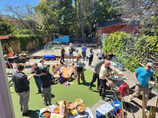 Bbq potluck at backyard