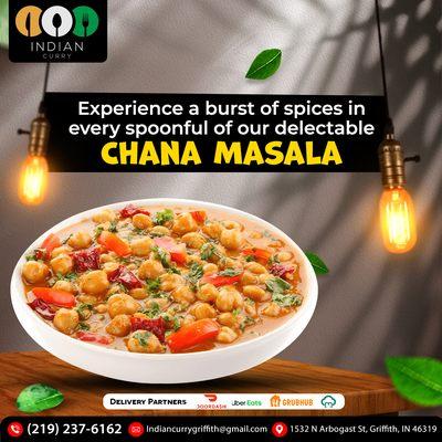 Savor the burst of spices in every spoonful of our delectable Chana Masala. Order online now at #IndianCurry and treat your taste buds