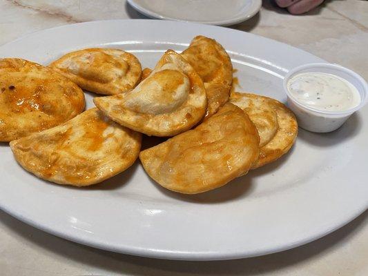 Buffalo perogies were prepped in microwave so they were rubbery