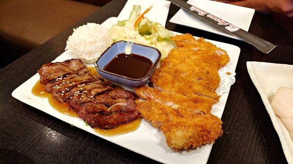 Teriyaki beef chicken katsu Bento