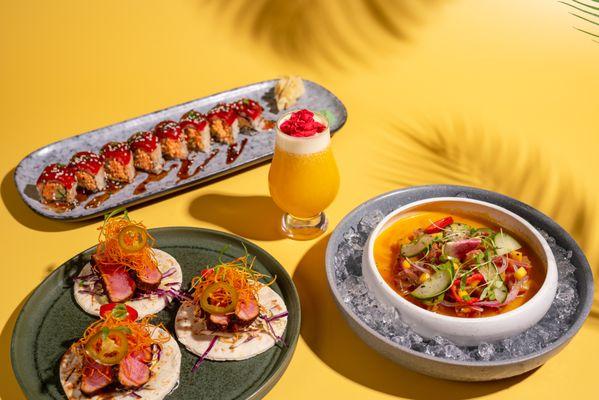 Angry Scorpion Toro Roll
Short Rib Tacos
Ceviche Amarillo
Passion Pisco Sour