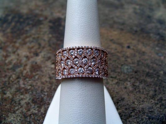 beautiful 18k rose gold and pave' set diamond ring, custom!