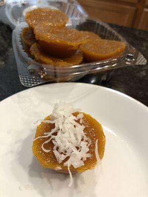 Kutchinta (rice cake with brown sugar) with coconut