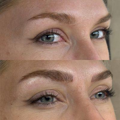 Before and after blonde brows