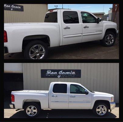 Truck was a full white but was able to bring back the glossy white shine.