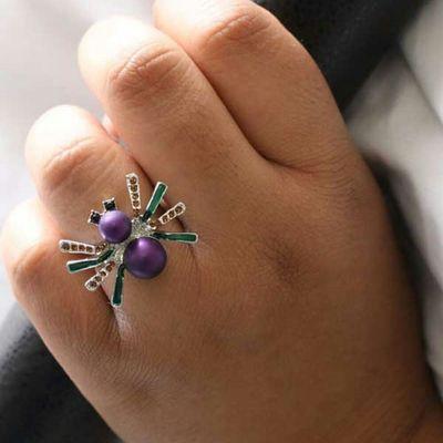 Purple spider adjustable ring