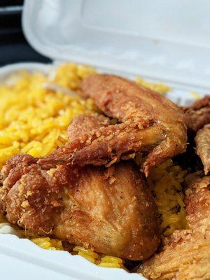 Fried chicken and shrimp fried rice