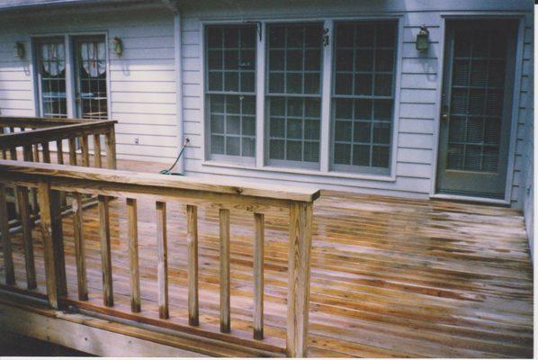 Deck after power washing