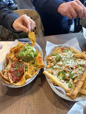 Nachos, cheesy fries