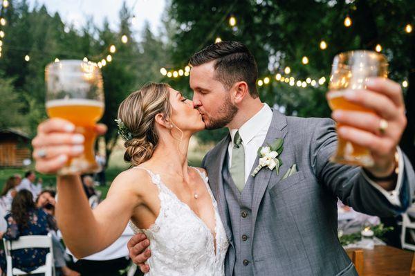 Local Coeur d'Alene Wedding at The Willows. The couple loves breweries and the beautiful scenery that North Idaho offers