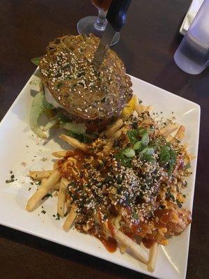 Ramen burger subbed with Kimichi fries