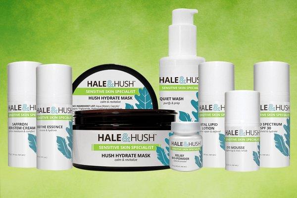 aPeel Skin Spa carries the complete line of Hale and Hush Skincare products. Developed for sensitive reactive skin and oncology clients.