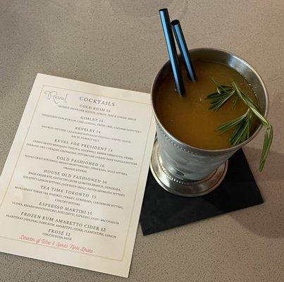 Frozen Amaretto Cider with Rosemary Sprig