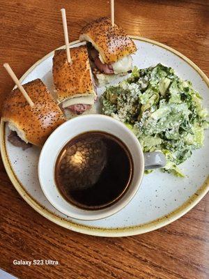 French dip and side Ceasar salad