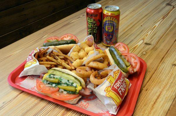 Crunch Tots, Whiskey Battered Onion Rings, Vienna Beef Dogs, & Craft Beer