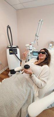 Fotona 4D treatment to decrease wrinkles, improve collagen production, improve elasticity, and give a fresher look.