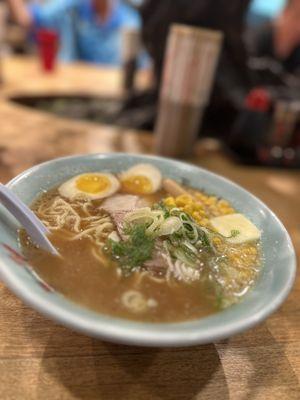 Butter & Corn Ramen Soy Sause Ramen with a egg