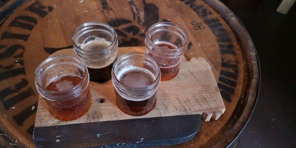 Flight - $7 - Belgian Dubel, Schwazbier, Red Ale, IPA, all good.