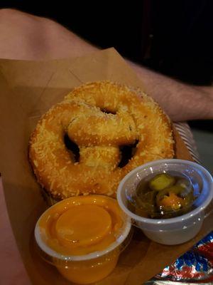 Jalapeño cheese stuffed pretzel