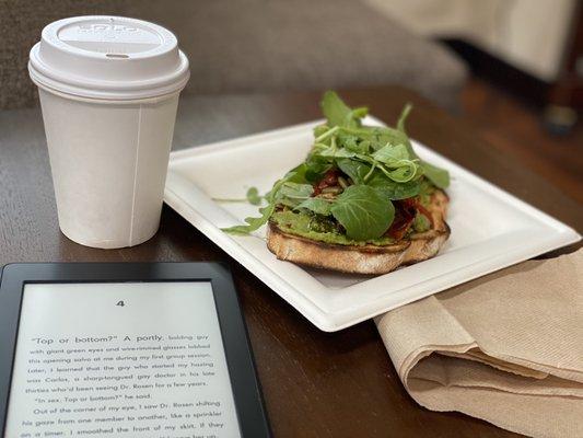 Avocado toast and cappuccino