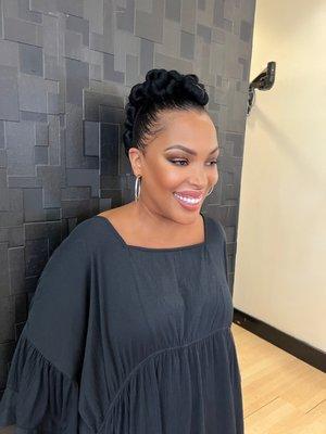 Natural updo hairstyle for this beauty!!!  Located at I am Ke'oko Salon in Town Center Mall.