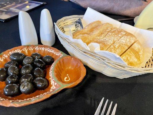 Complimentary Bread and Black olive starter