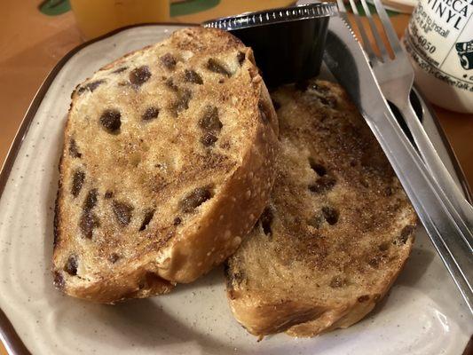 Homemade cinnamon raisin toast