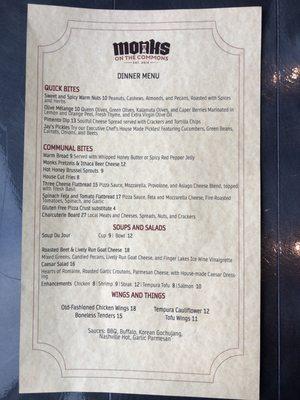 Dinner Menu