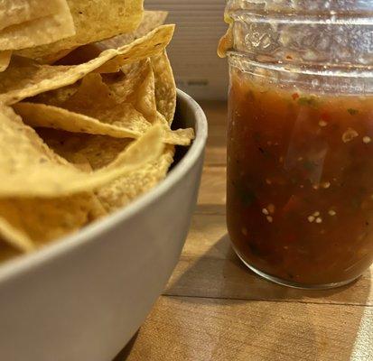 Salsa and chips are good