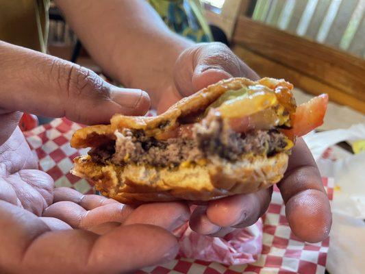 What's left of our kid burger!