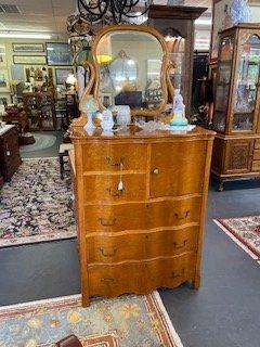 Antique Maple Chest of drawers with hat box.