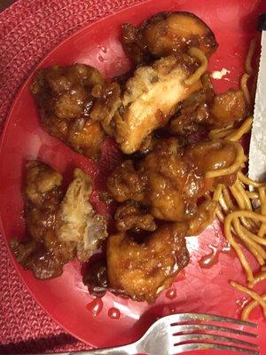 The rest of the General Tso's chicken he had already put on his plate when I went to take the pictures.