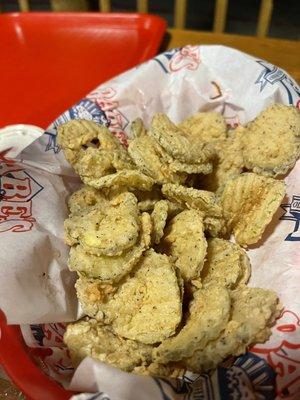 Fried pickles, more comes with it but we already started eating!