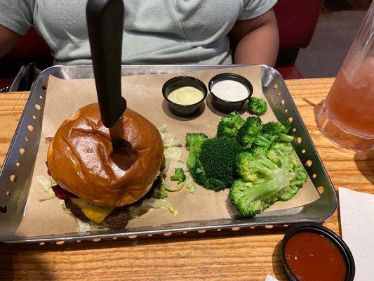 Bacon Cheeseburger with Broccoli florets