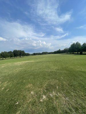 Driving range has distance markers