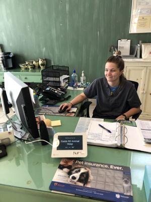 Front desk, of the Fields Road Animal Hospital - friendly team!