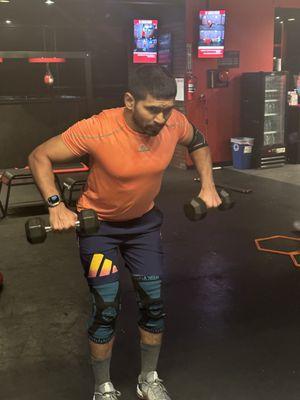 Getting in work at 9Round fitness! This man has what it takes to be a champion! Congrats Reddy!