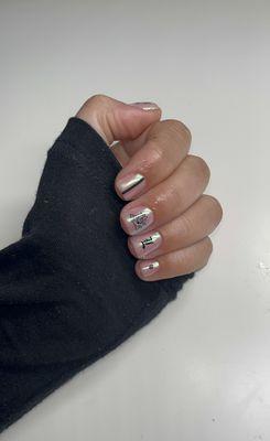 Short acrylic set with nail  art 1add on