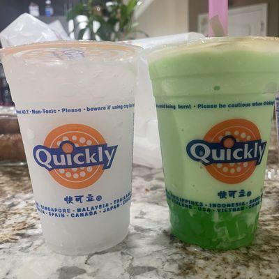 Lychee Slush Honeydew Snow with green apple jelly