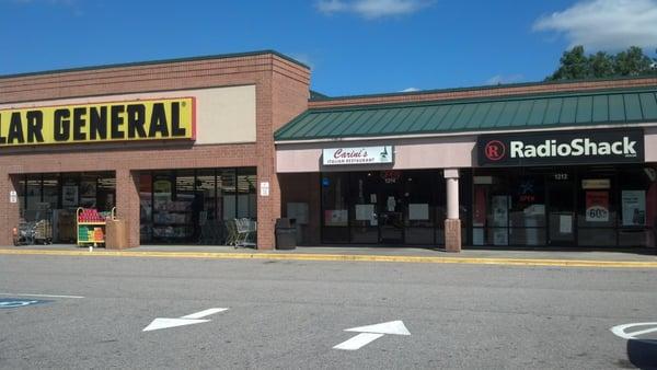 Located between dollar general and radio shack, in the food lion shopping center