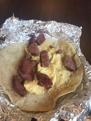 Sausage and egg taco