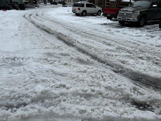 3 days after the snow and it still looks like this. UPS driver barely made it up the hill with chains on