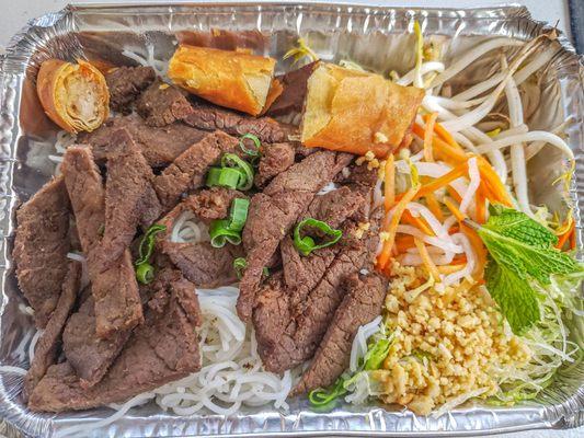 Bun Thit Nuong Cha Gio with beef tenderloin