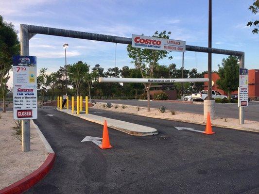 Entrance to the car wash at Costco gas station.