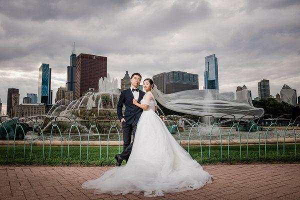 Chicago Buckingham Fountain Prewedding Photo