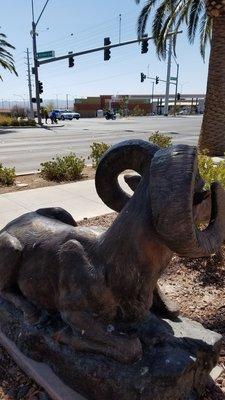 The soon to be newest Boulder City 7-Eleven overlooks a statutory bighorn sheep.